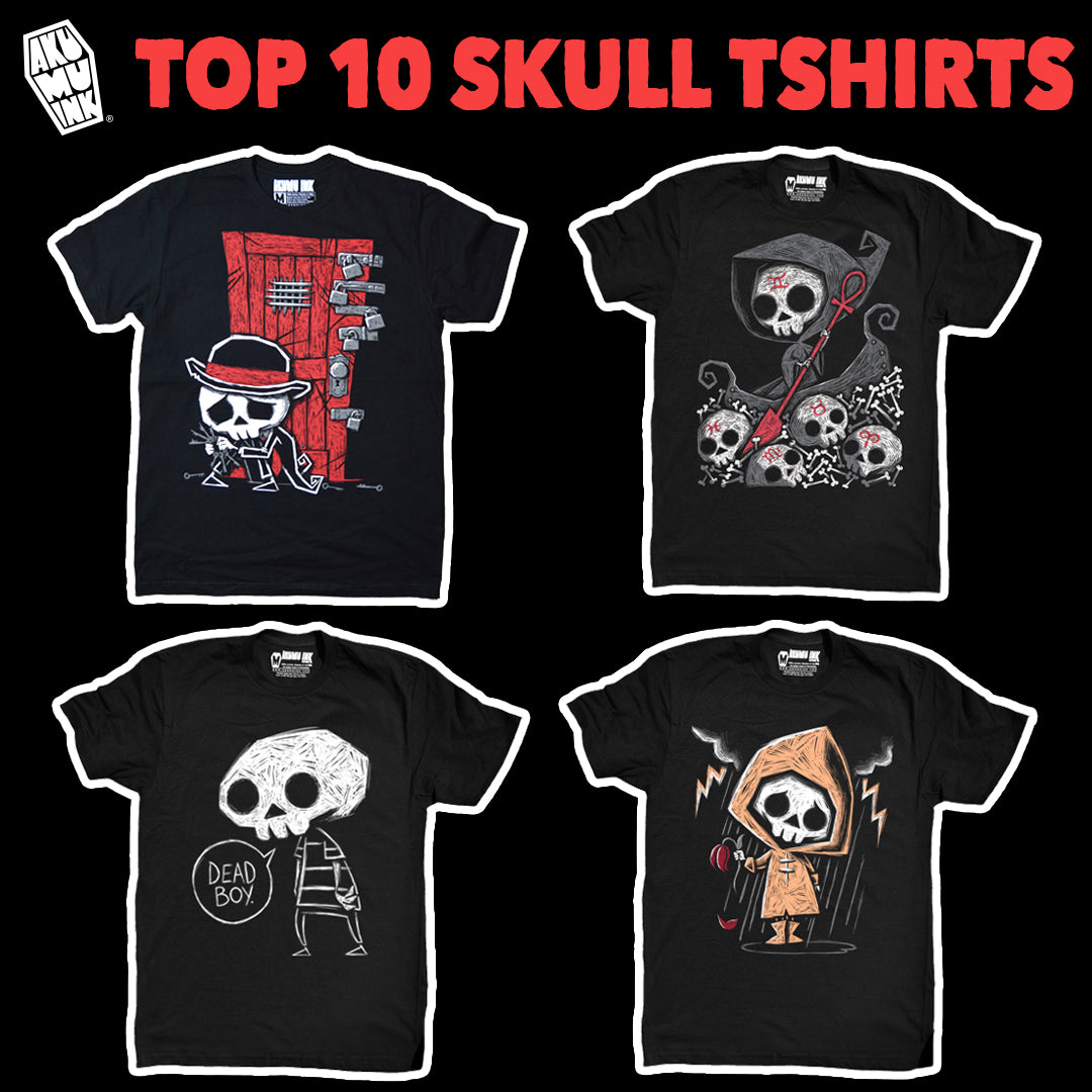 top 10 skull tshirts, top 10 skeleton tshirts, akumuink, skeleton shirt