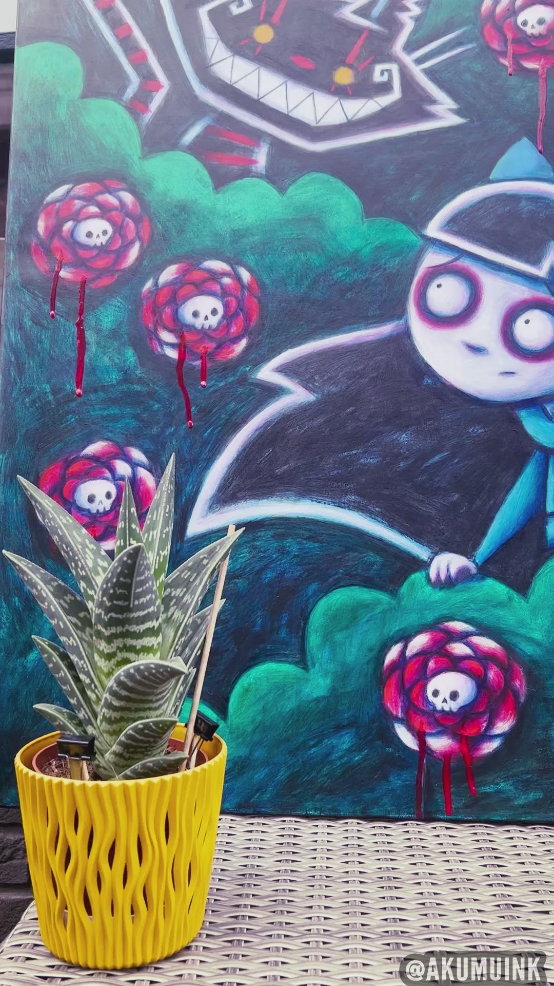 Alice in the Rose Bushes 70cmx100cm Painted Canvas