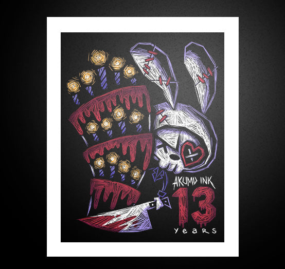 Happy Unbirthday 13 Artwork – gothic art by Akumu Ink, alt fashion art from Akumu Ink Clothing