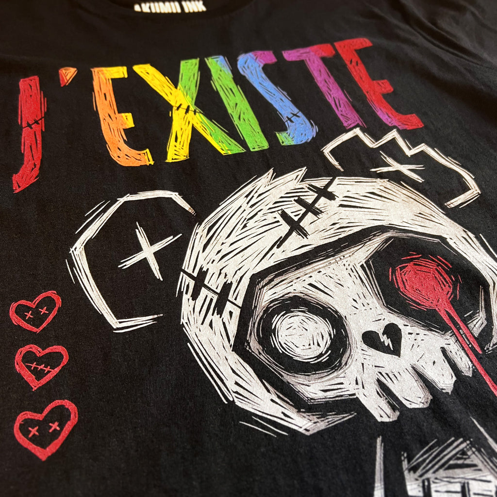 J'Existe: Pride Hoodie – gothic long sleeve by Akumu Ink Clothing, alt fashion art from Akumu Ink Clothing