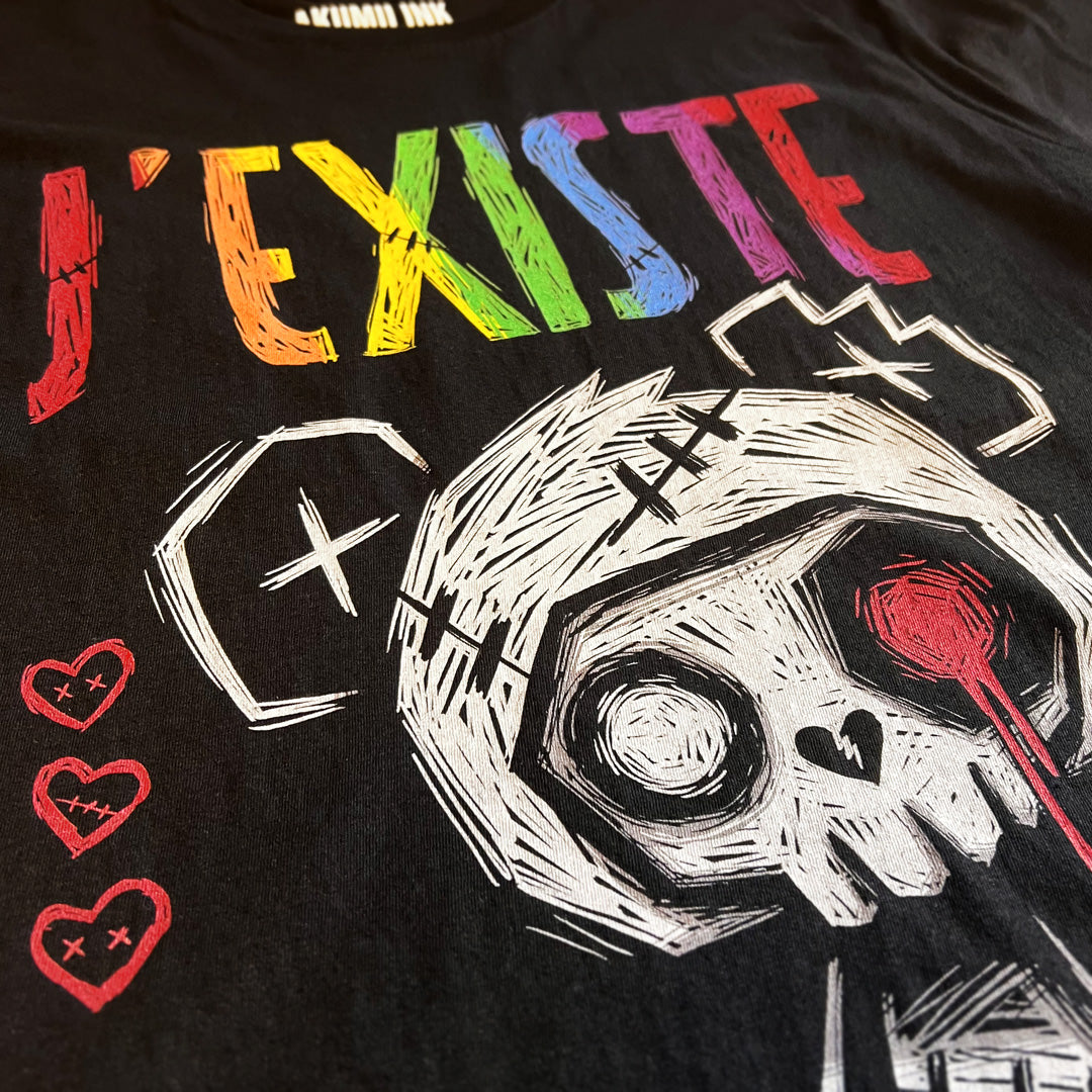 J'Existe: Pride Hoodie – gothic long sleeve by Akumu Ink Clothing, alt fashion art from Akumu Ink Clothing