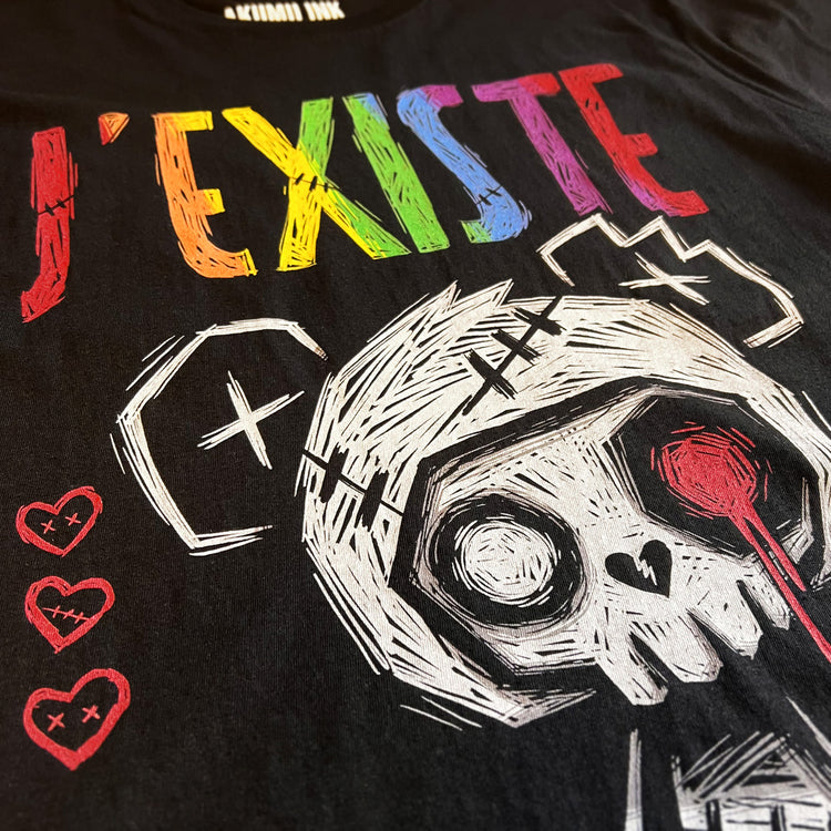 J'Existe: Pride Hoodie – gothic long sleeve by Akumu Ink Clothing, alt fashion art from Akumu Ink Clothing