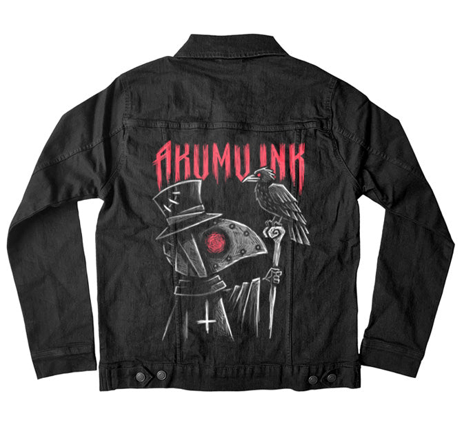 Nevermore Denim Jacket – gothic denim jacket by Akumu Ink, alt fashion art from Akumu Ink Clothing
