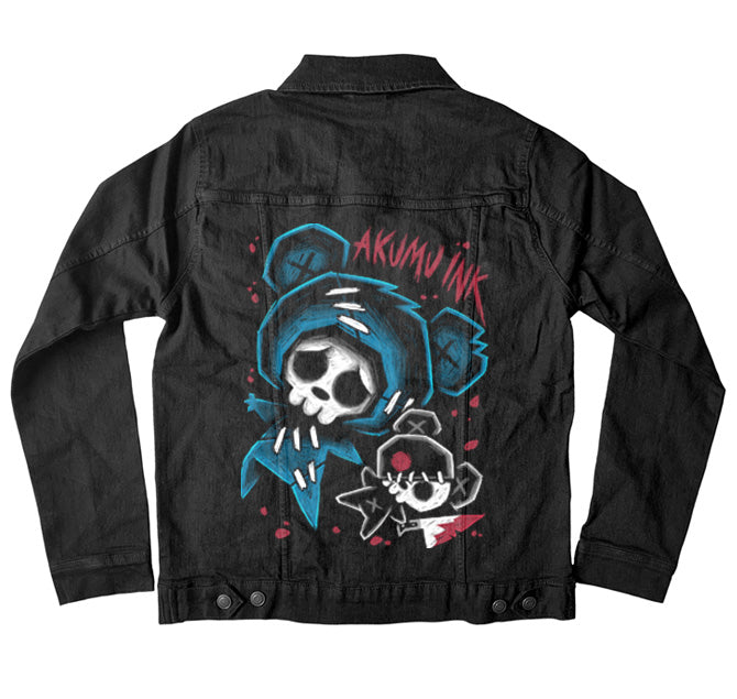 The Culprits Denim Jacket – gothic denim jacket by Akumu Ink, alt fashion art from Akumu Ink Clothing