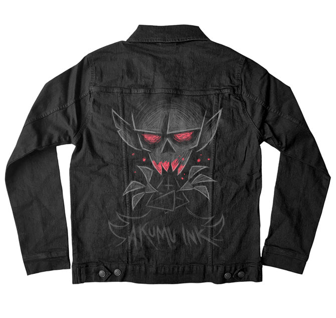 Starving For You Denim Jacket – gothic denim jacket by Akumu Ink, alt fashion art from Akumu Ink Clothing