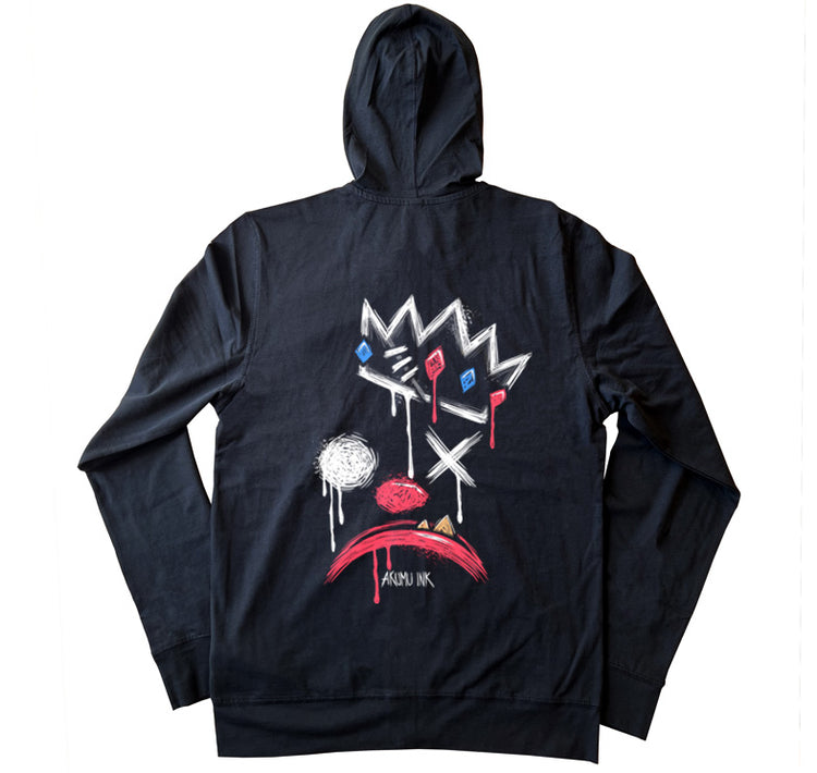 King of Klowns Hoodie – gothic long sleeve by Akumu Ink Clothing, alt fashion art from Akumu Ink Clothing