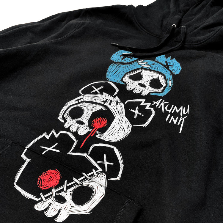 3 Bears Hoodie – gothic long sleeve by Akumu Ink Clothing, alt fashion art from Akumu Ink Clothing