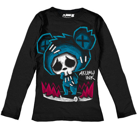 Bear-Trapped Women Long Sleeve Tshirt – gothic Women Shirts by Akumu Ink, alt fashion art from Akumu Ink Clothing