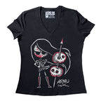 Tokyo the Impaler Women Vneck – gothic Women Shirts by Akumu Ink, alt fashion art from Akumu Ink Clothing