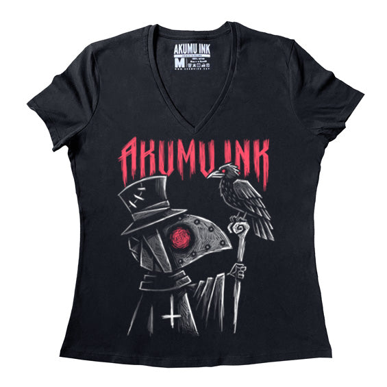 Nevermore Women Vneck – gothic Women Shirts by Akumu Ink, alt fashion art from Akumu Ink Clothing