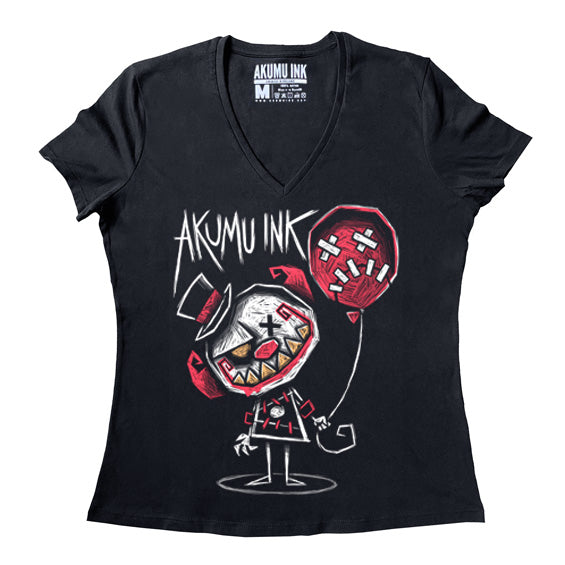 Same Joke Different Day Women Vneck – gothic Women Shirts by Akumu Ink, alt fashion art from Akumu Ink Clothing