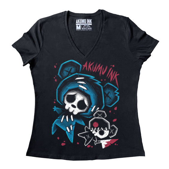 The Culprits Women Vneck – gothic Women Shirts by Akumu Ink, alt fashion art from Akumu Ink Clothing