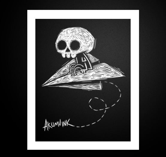 Paper Plane to Nowhere Artwork – gothic art by Akumu Ink, alt fashion art from Akumu Ink Clothing