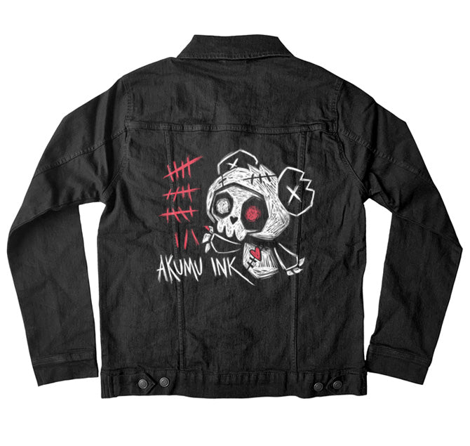 Counting the Years Denim Jacket – gothic denim jacket by Akumu Ink, alt fashion art from Akumu Ink Clothing