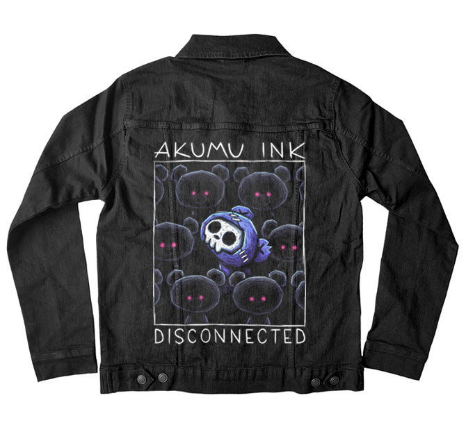 Disconnected Denim Jacket – gothic denim jacket by Akumu Ink, alt fashion art from Akumu Ink Clothing