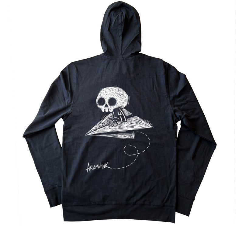Paper Plane to Nowhere Hoodie – gothic long sleeve by Akumu Ink Clothing, alt fashion art from Akumu Ink Clothing