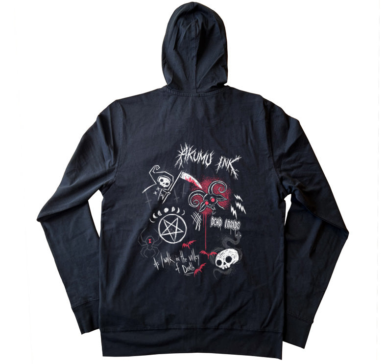Rebel Metal Hoodie – gothic long sleeve by Akumu Ink Clothing, alt fashion art from Akumu Ink Clothing
