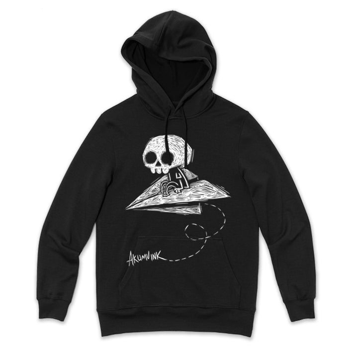 Paper Plane to Nowhere Hoodie – gothic long sleeve by Akumu Ink Clothing, alt fashion art from Akumu Ink Clothing
