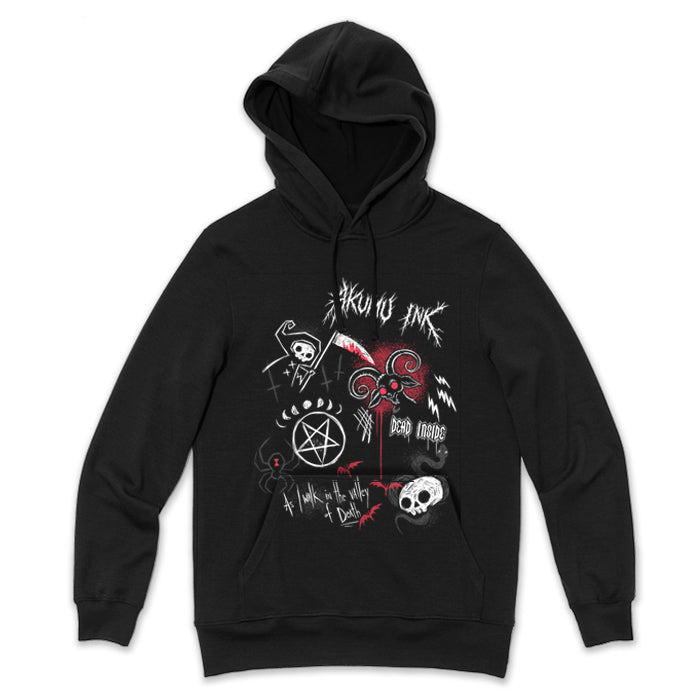 Rebel Metal Hoodie – gothic long sleeve by Akumu Ink Clothing, alt fashion art from Akumu Ink Clothing