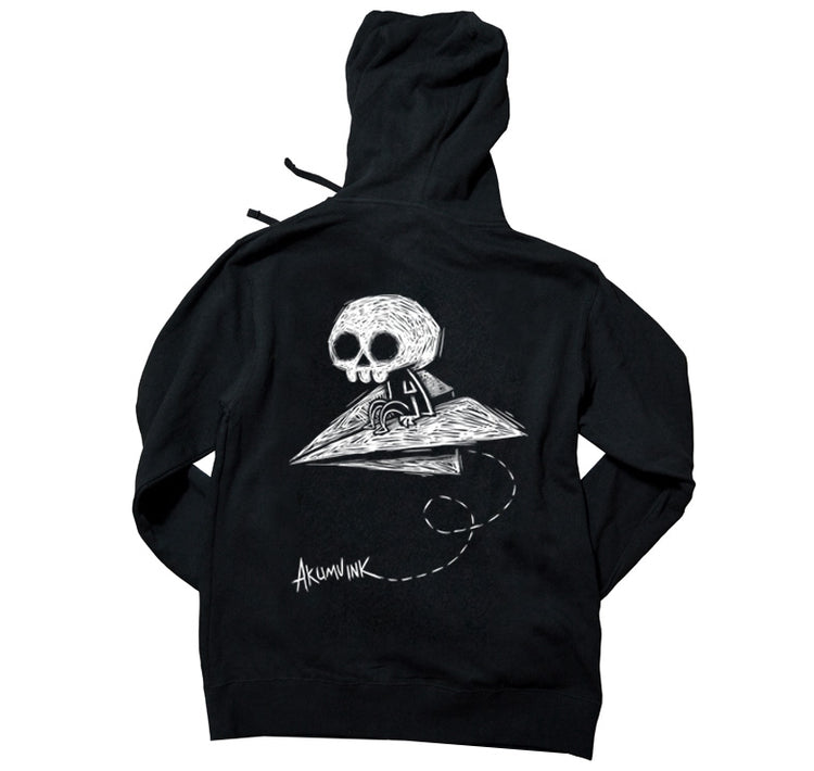 Paper Plane to Nowhere Hoodie – gothic long sleeve by Akumu Ink Clothing, alt fashion art from Akumu Ink Clothing