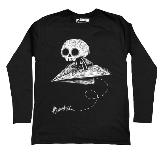Paper Plane to Nowhere Men Long Sleeve Tshirt – gothic Men Shirts by Akumu Ink, alt fashion art from Akumu Ink Clothing