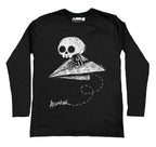 Paper Plane to Nowhere Men Long Sleeve Tshirt – gothic Men Shirts by Akumu Ink, alt fashion art from Akumu Ink Clothing