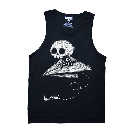 Paper Plane to Nowhere Men Tank – gothic Men Shirts by Akumu Ink, alt fashion art from Akumu Ink Clothing