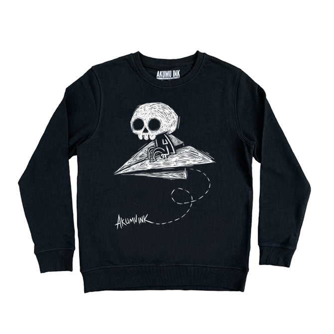 Paper Plane to Nowhere Sweatshirt – gothic Men Shirts by Akumu Ink, alt fashion art from Akumu Ink Clothing