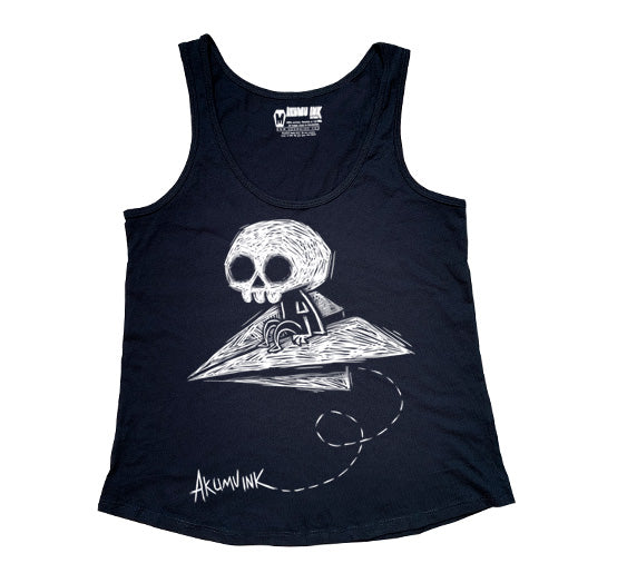 Paper Plane to Nowhere Women Tanktop – gothic Women Shirts by Akumu Ink, alt fashion art from Akumu Ink Clothing