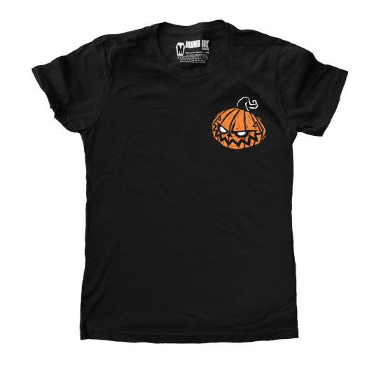 Pumpkin Women Logo Tshirt – gothic Women Shirts by Akumu Ink, alt fashion art from Akumu Ink Clothing