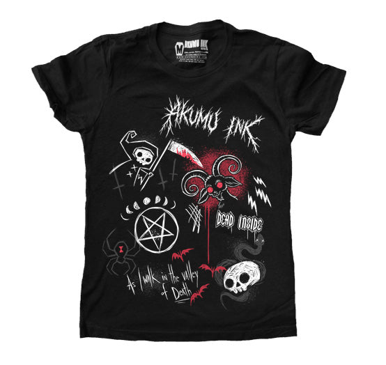 Rebel Metal Women Tshirt – gothic Women Shirts by Akumu Ink, alt fashion art from Akumu Ink Clothing