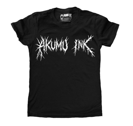 Black Metal Women Logo Tshirt – gothic Women Shirts by Akumu Ink, alt fashion art from Akumu Ink Clothing