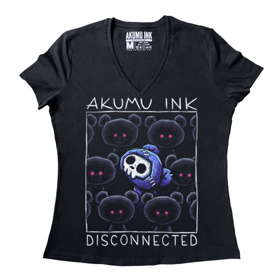 Disconnected Women Vneck – gothic Women Shirts by Akumu Ink, alt fashion art from Akumu Ink Clothing