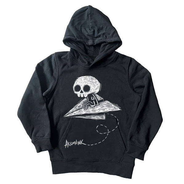 Paper Plane to Nowhere Kids Hoodie – gothic tshirt by Akumu Ink, alt fashion art from Akumu Ink Clothing