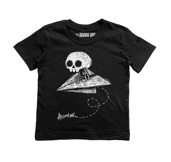 Paper Plane to Nowhere Kids Tee – gothic tshirt by Akumu Ink, alt fashion art from Akumu Ink Clothing