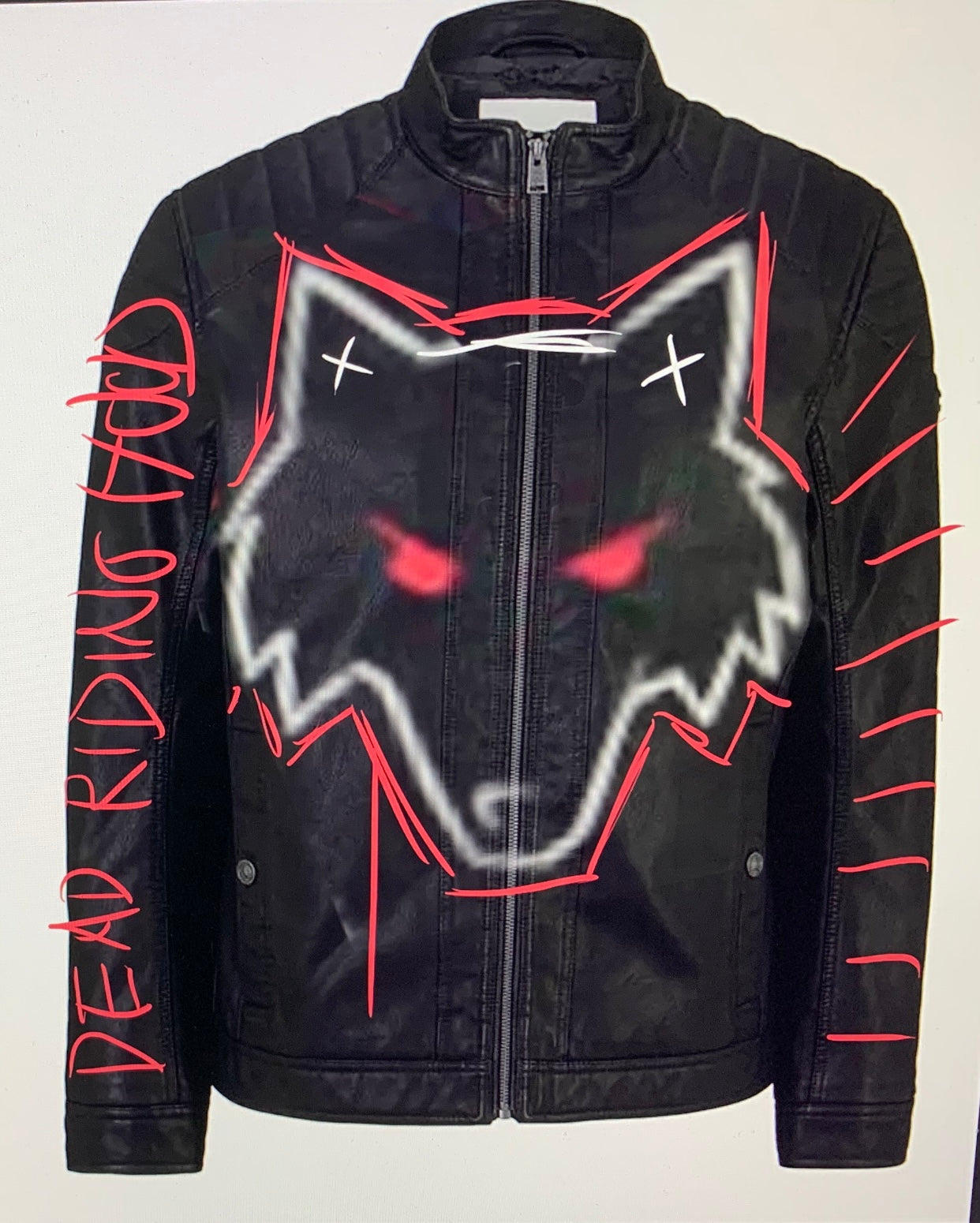 Custom (PU) Leather Jacket - Dead Riding Hood - YUDAI – gothic  by Akumu Ink Clothing, alt fashion art from Akumu Ink Clothing