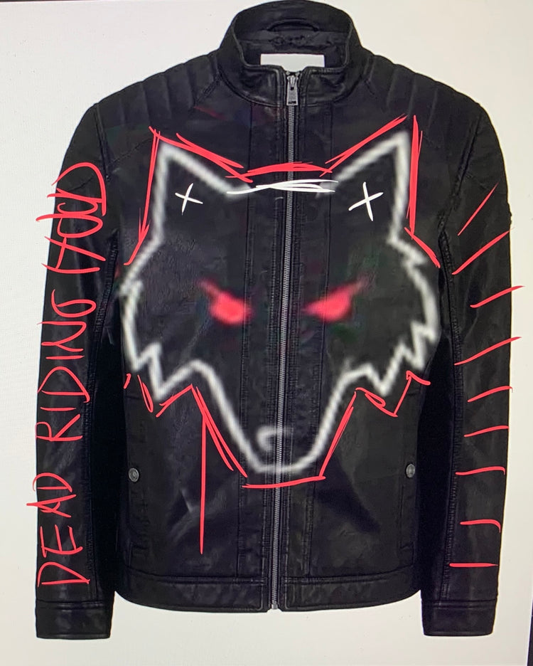 Custom (PU) Leather Jacket - Dead Riding Hood - YUDAI – gothic  by Akumu Ink Clothing, alt fashion art from Akumu Ink Clothing