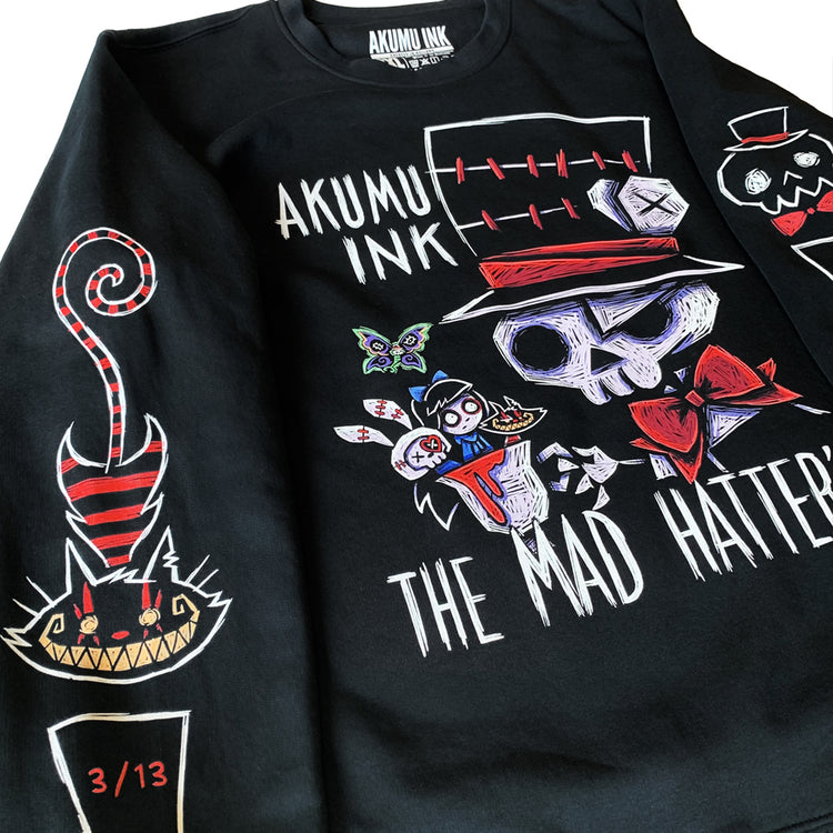 Mad Hatter's Nightmare Limited Sweatshirt – gothic Men Shirts by Akumu Ink, alt fashion art from Akumu Ink Clothing