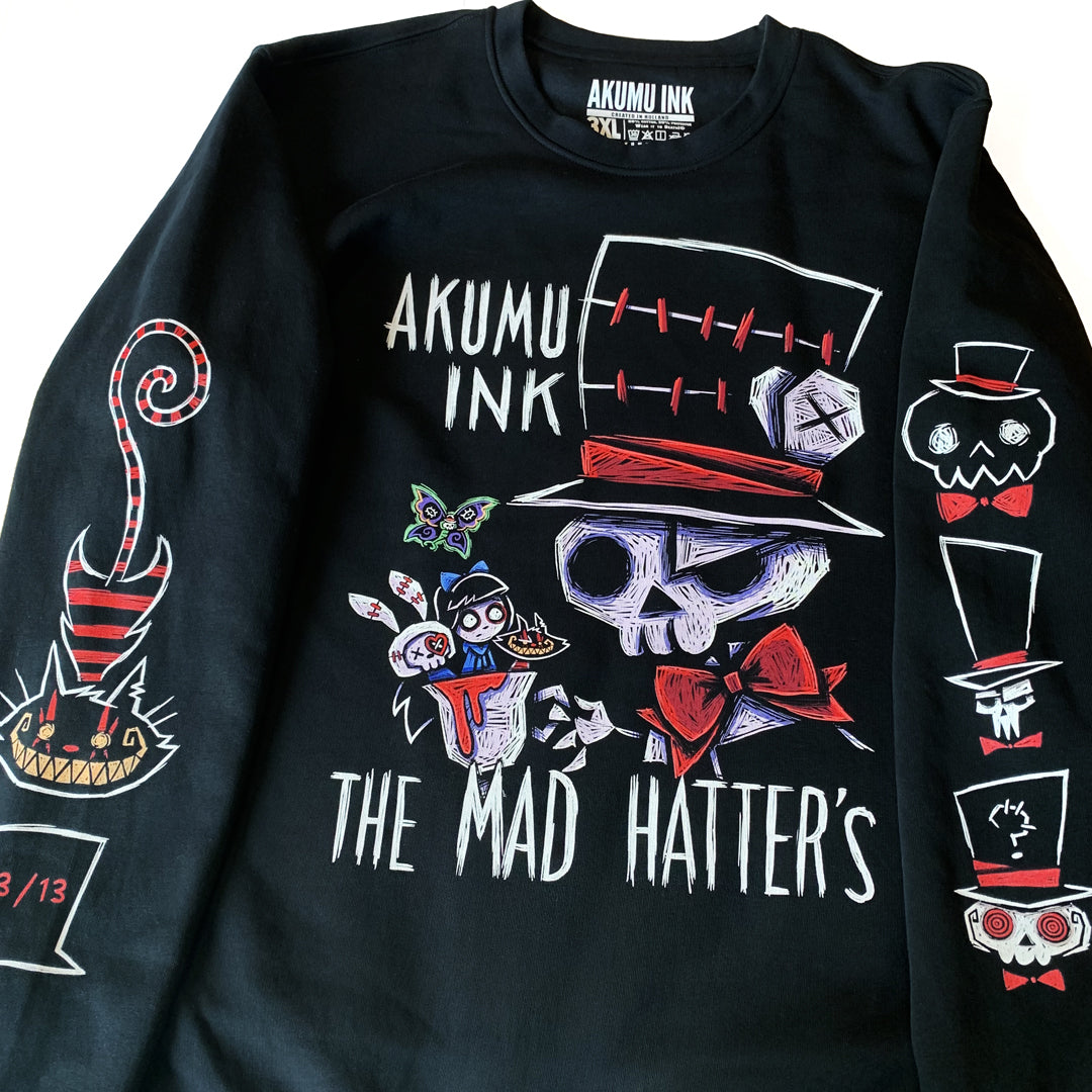 Mad Hatter's Nightmare Limited Sweatshirt – gothic Men Shirts by Akumu Ink, alt fashion art from Akumu Ink Clothing