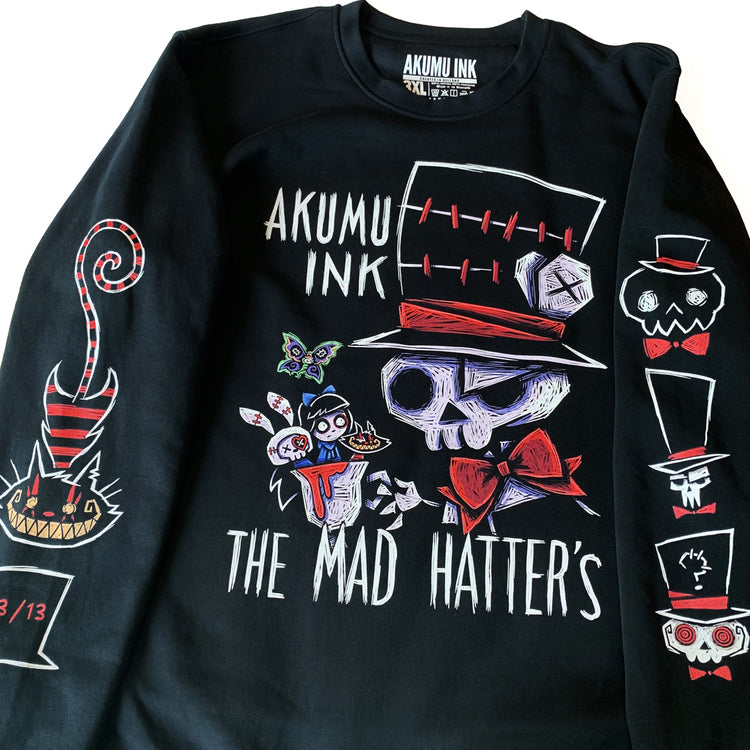Mad Hatter's Nightmare Limited Sweatshirt – gothic Men Shirts by Akumu Ink, alt fashion art from Akumu Ink Clothing