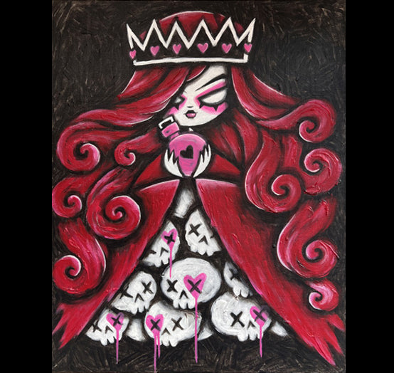 2022 Queen of Bleeding Hearts Painted Canvas – gothic art by Akumu Ink, alt fashion art from Akumu Ink Clothing