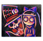The Hatter's Secret 40x50cm Painted Canvas – gothic art by Akumu Ink, alt fashion art from Akumu Ink Clothing