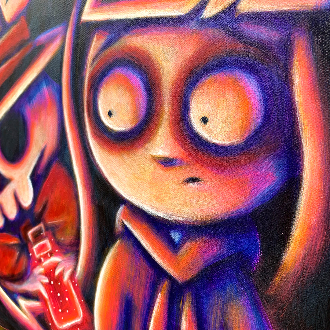 The Hatter's Secret 40x50cm Painted Canvas – gothic art by Akumu Ink, alt fashion art from Akumu Ink Clothing