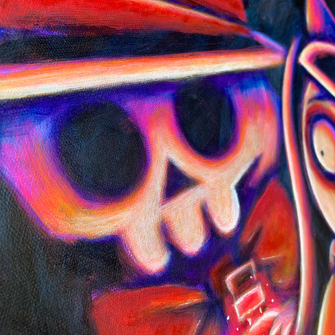 The Hatter's Secret 40x50cm Painted Canvas – gothic art by Akumu Ink, alt fashion art from Akumu Ink Clothing