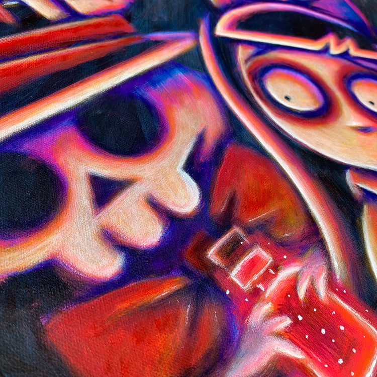 The Hatter's Secret 40x50cm Painted Canvas – gothic art by Akumu Ink, alt fashion art from Akumu Ink Clothing