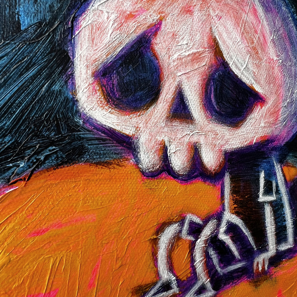 Is It Safe Yet? 30x40cm Painted Canvas – gothic art by Akumu Ink, alt fashion art from Akumu Ink Clothing