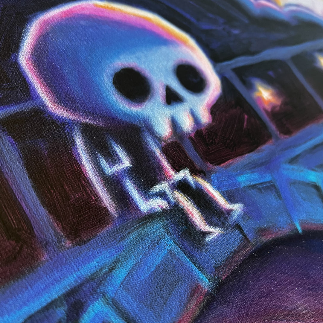 Sitting on a Bridge 40x50cm Painted Canvas – gothic art by Akumu Ink, alt fashion art from Akumu Ink Clothing