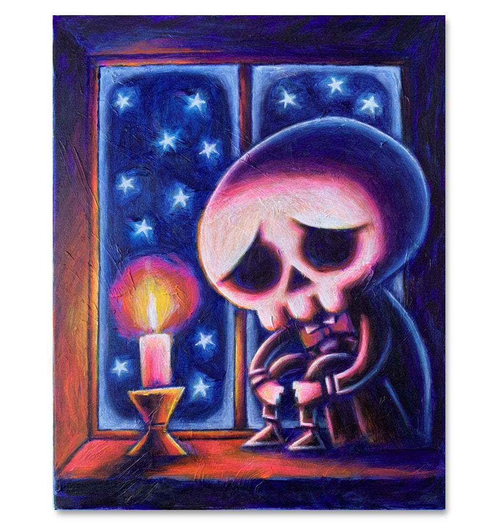 Seeking Warmth 40x50cm Painted Canvas – gothic art by Akumu Ink, alt fashion art from Akumu Ink Clothing