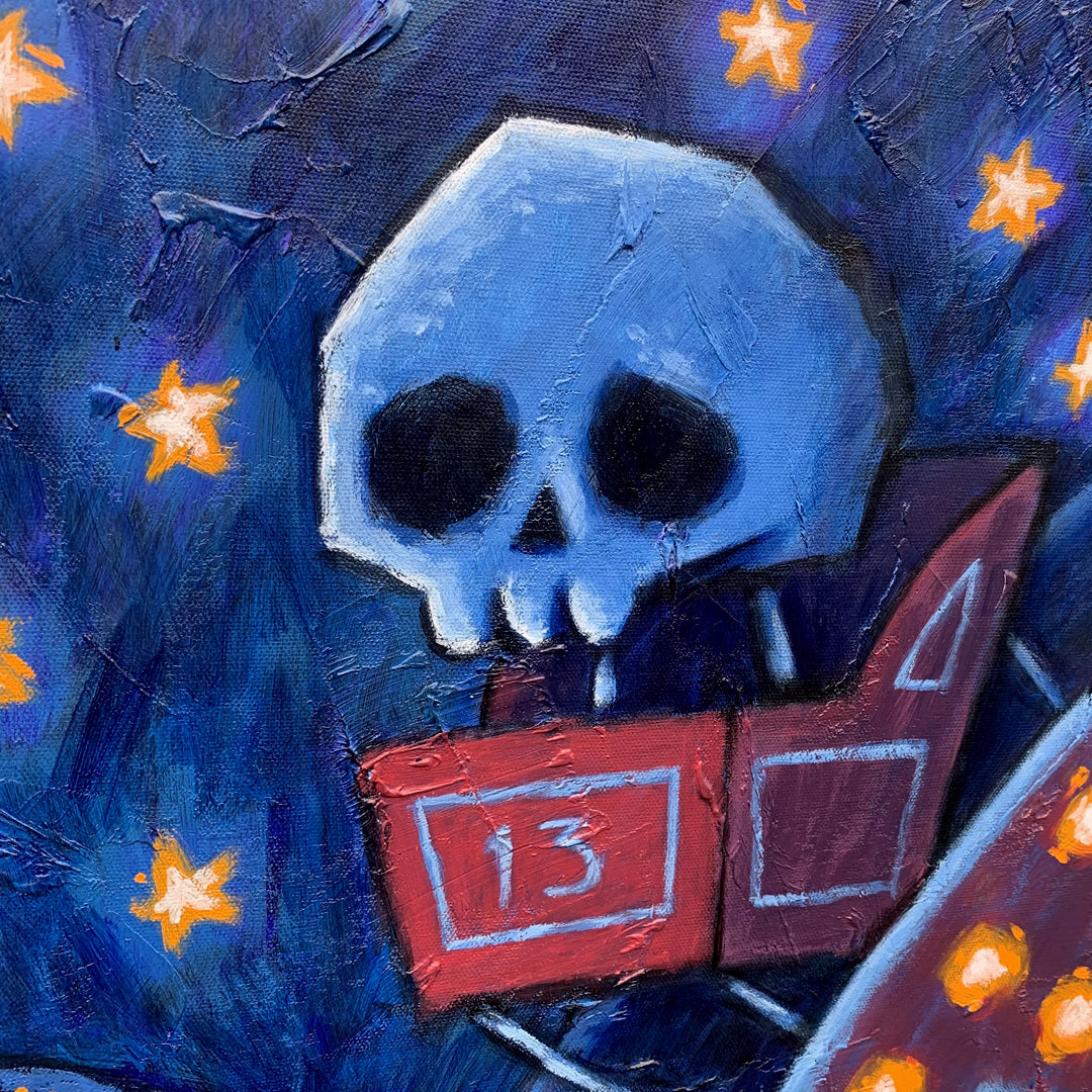 Get Me Off This Ride 50x60cm Painted Canvas – gothic art by Akumu Ink, alt fashion art from Akumu Ink Clothing