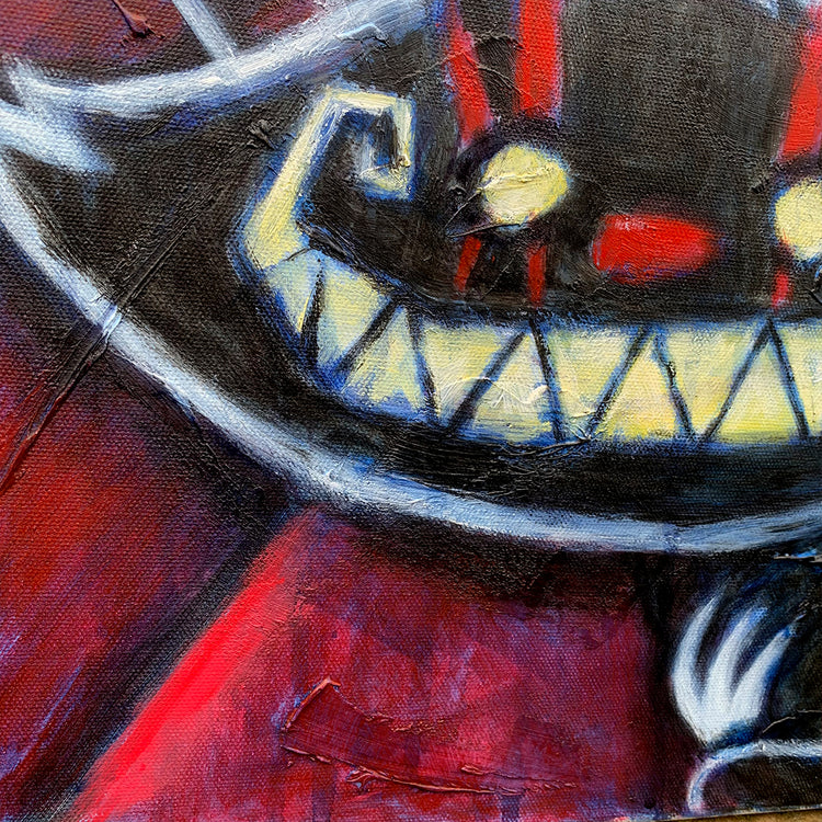 Queen and Cheshire 60x70cm Painted Canvas – gothic art by Akumu Ink, alt fashion art from Akumu Ink Clothing